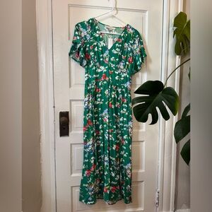 LOFT Green Floral Midi Dress